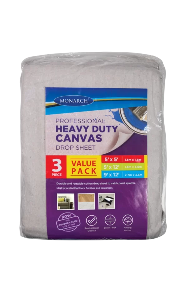 Monarch Heavy Duty Canvas 8oz Drop Sheets - 3 pk