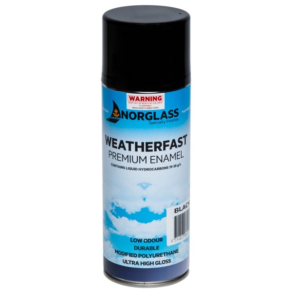 Norglass Weatherfast Premium Enamel Gloss Black - 300g spray can